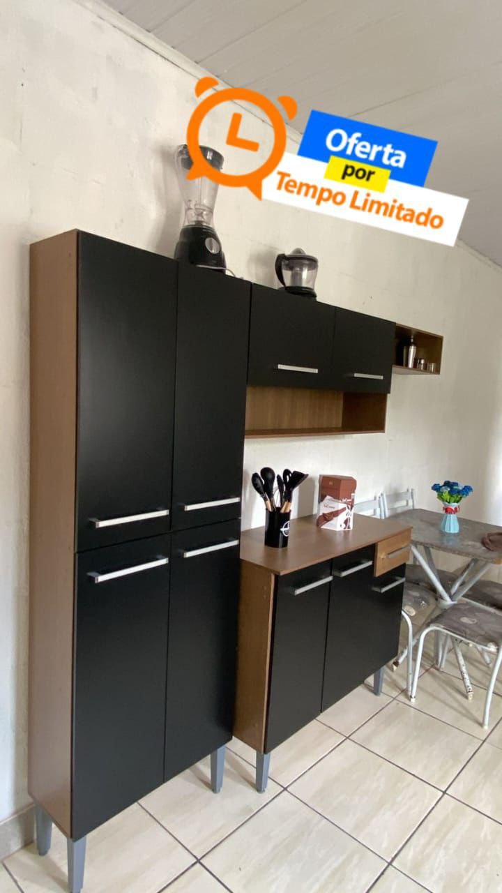 Armário de Cozinha Compacta Rustic/Preto Emilly Pop Madesa XA