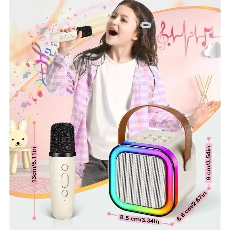 Microfones Duplo Alto-falantes Mini Bluetooth portátil Karaokê Brincadeiras em Família