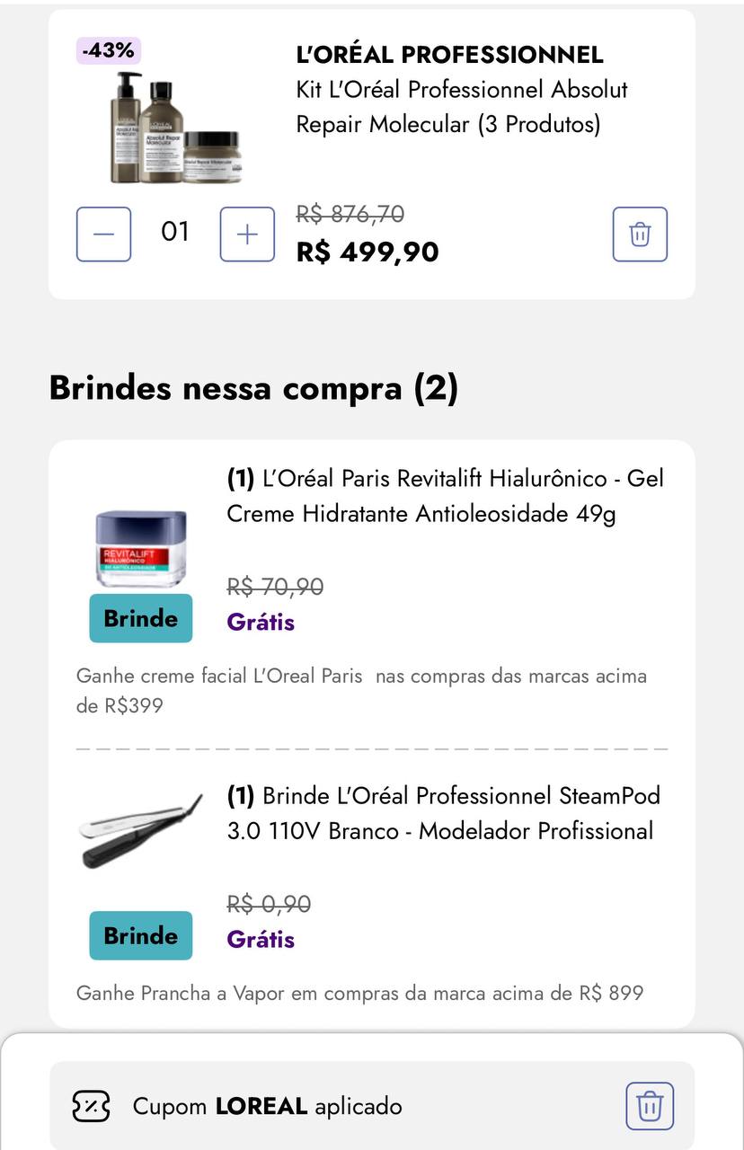 GENTEEEEEEE!!!! 🚨🚨🚨😱😱😱 GANHE STEAMPOD L'OREAL NAS COMPRAS DA MARCA ACIMA DE R$899!!