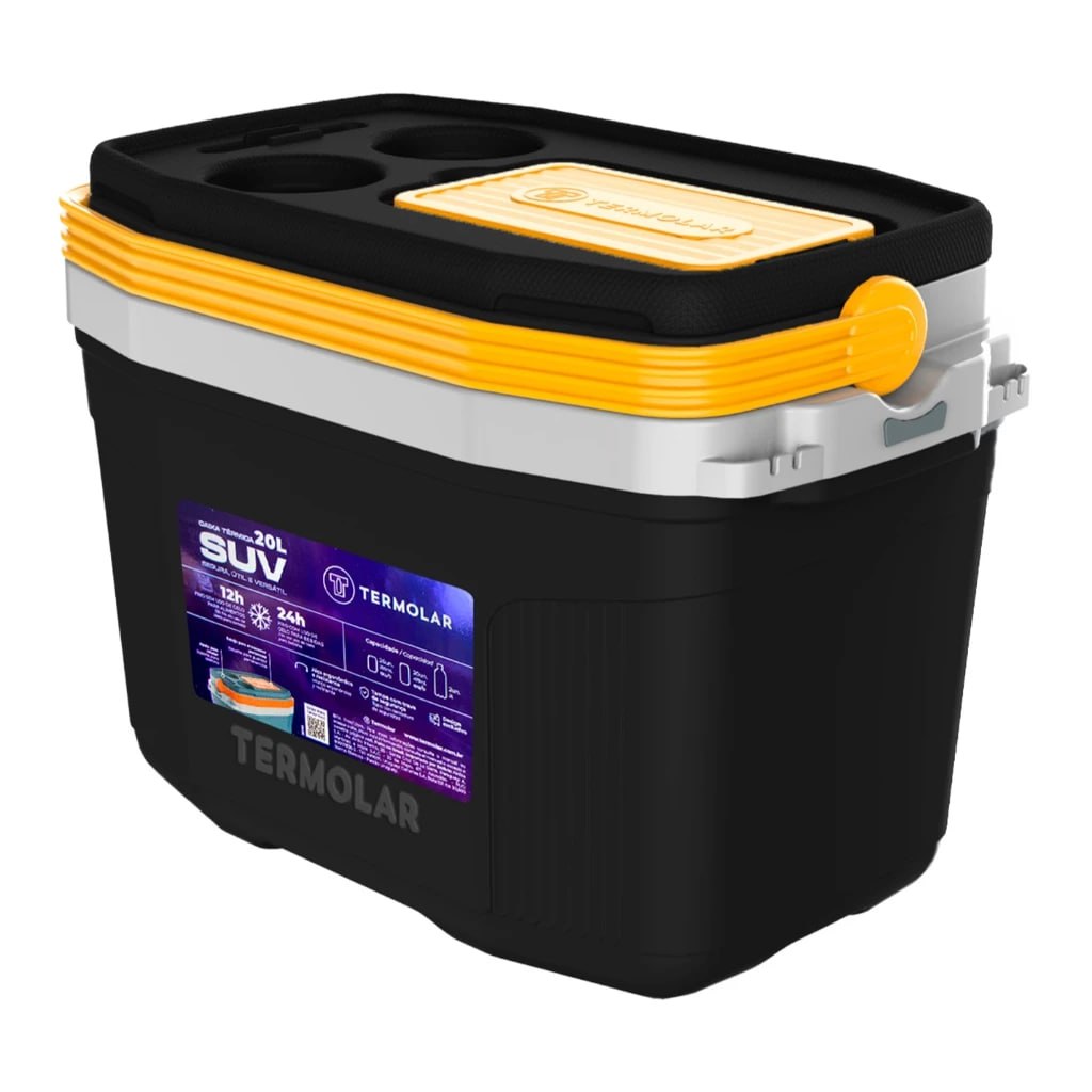 Caixa Térmica Cooler 20 Litros Com Alça Praia Preto Camping