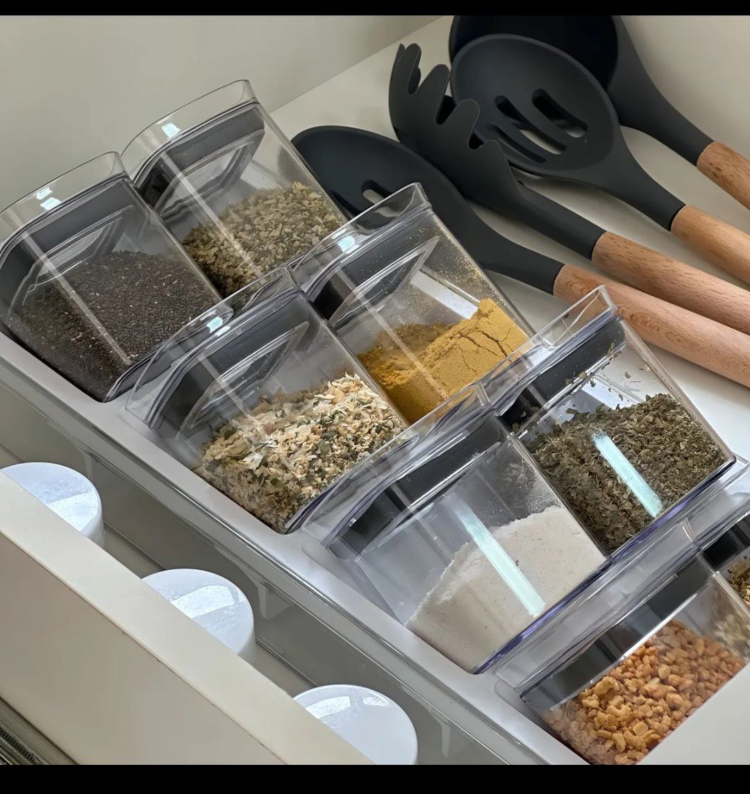 Organizador De Temperos Cozinha Clear 9 Peças Herméticos Ou