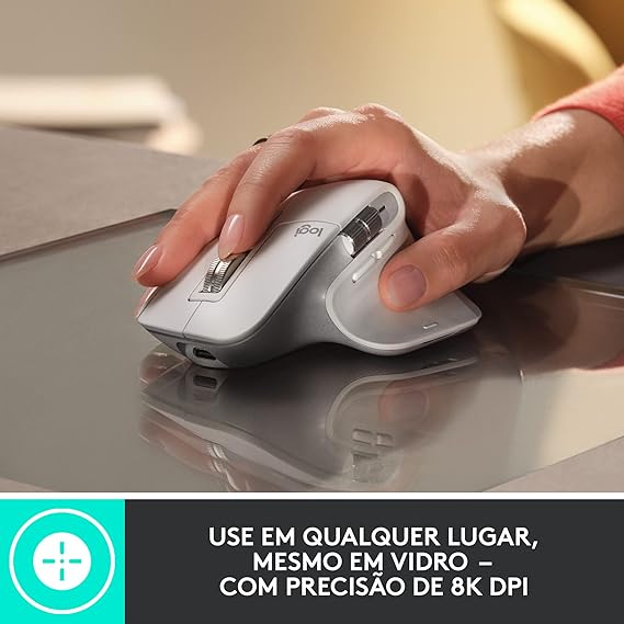 Mouse sem fio Logitech MX Master 3S com Sensor Darkfield para Uso em Qualquer Superfície, ...