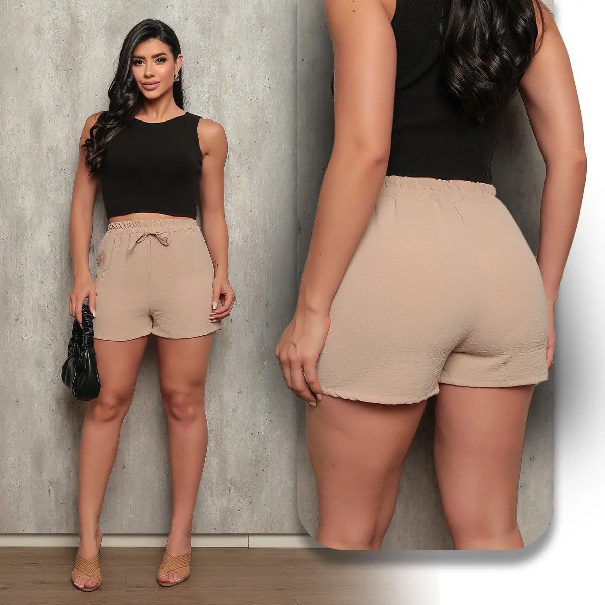 Kit 3 Shorts Feminino Basico Cintura Alta Confortável