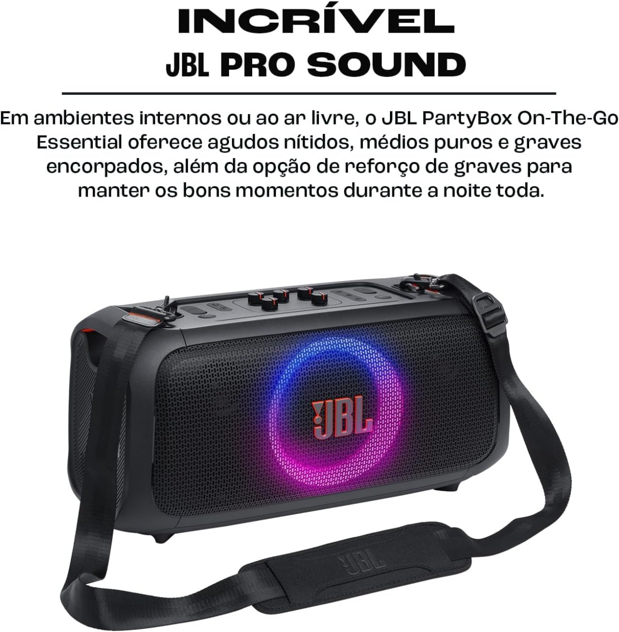 Caixa de Som, JBL, PartyBox On The Go Essential, Com Microfone, Bluetooth, Show de Luzes, ...