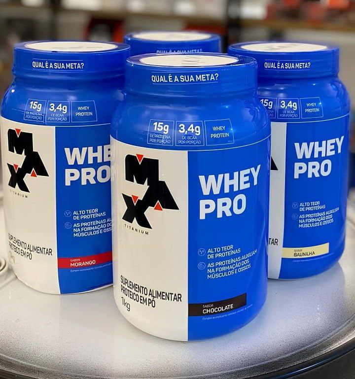Suplemento Academia Whey Pro Max Titanium Concentrado Pote 1kg