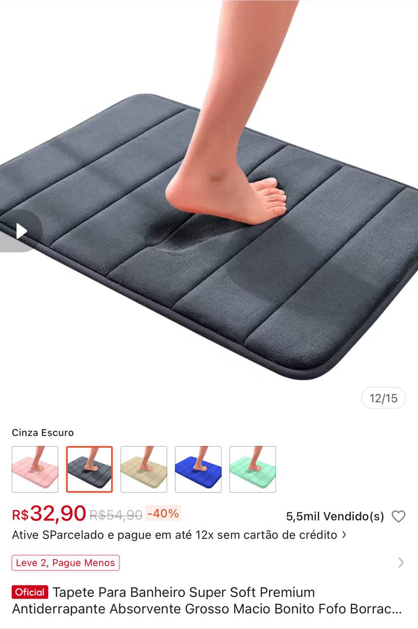 Tapete Para Banheiro Super Soft Premium Antiderrapante Absorvente Grosso Macio Bonito Fofo...