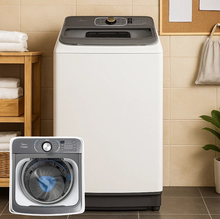 Lavadora de Roupas Midea 14kg Cesto Inox 13 Programas de Lavagem Branca MA512W140/WK-04