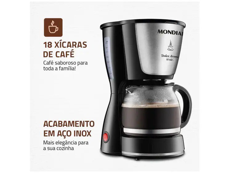 Cafeteira Elétrica Mondial Dolce Arome C-30-18X - 18 Cafés Preta