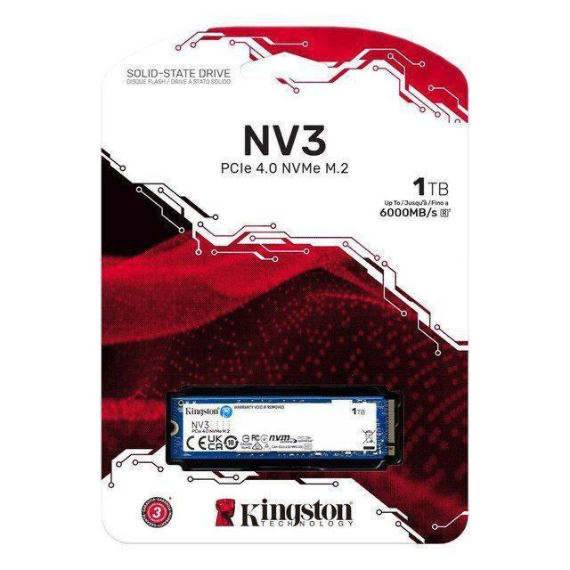 Ssd M.2 2280 Nvme Kingston 1tb Nv3 Snv3s/1000g Pci-e Gen 4.0 Formato M.2 2280 Velocidade D...