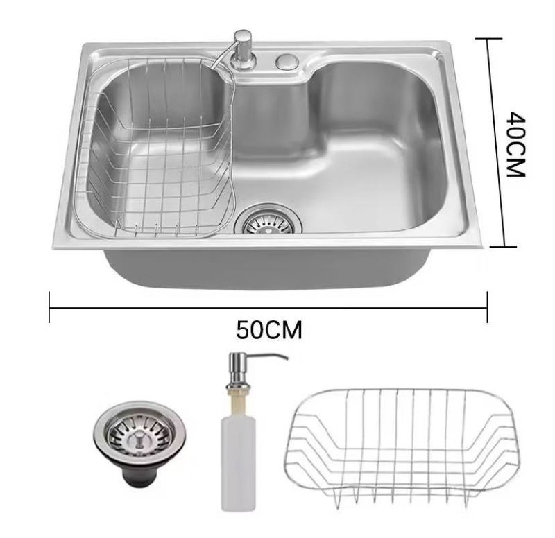Cuba para cozinha gourmet pia aço inox com acessórios 60/50 cm