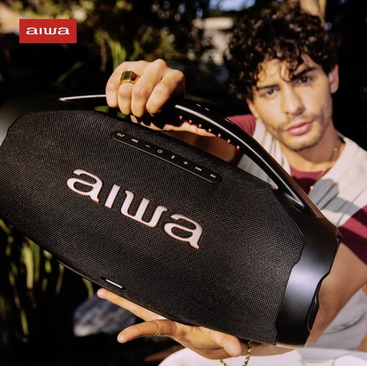 Caixa De Som Boombox Aiwa Aws-bbs-01b 200w Ip66 30hs De Bateria Preto