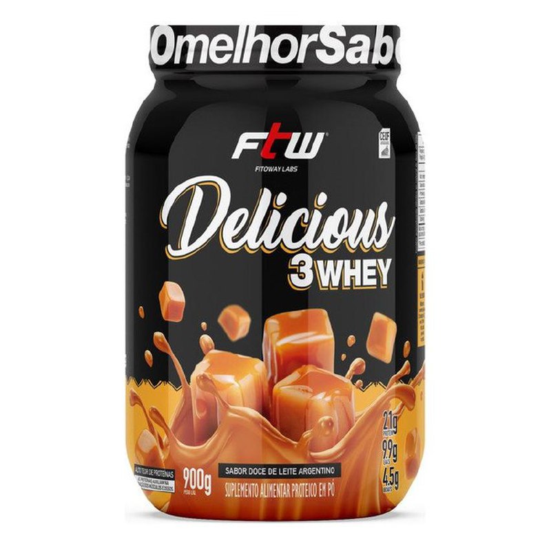 Delicious 3 Whey Proteína Hidrolisada Concentrada E Isolada Pote 900g Sabor Doce De Leite ...