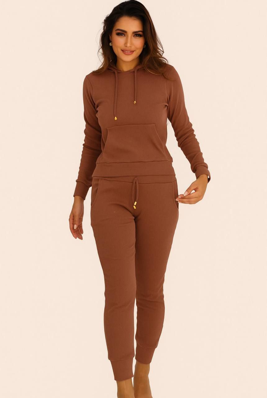 Conjunto Calça E Blusa Moletom Jogger Feminino Canguru Capuz