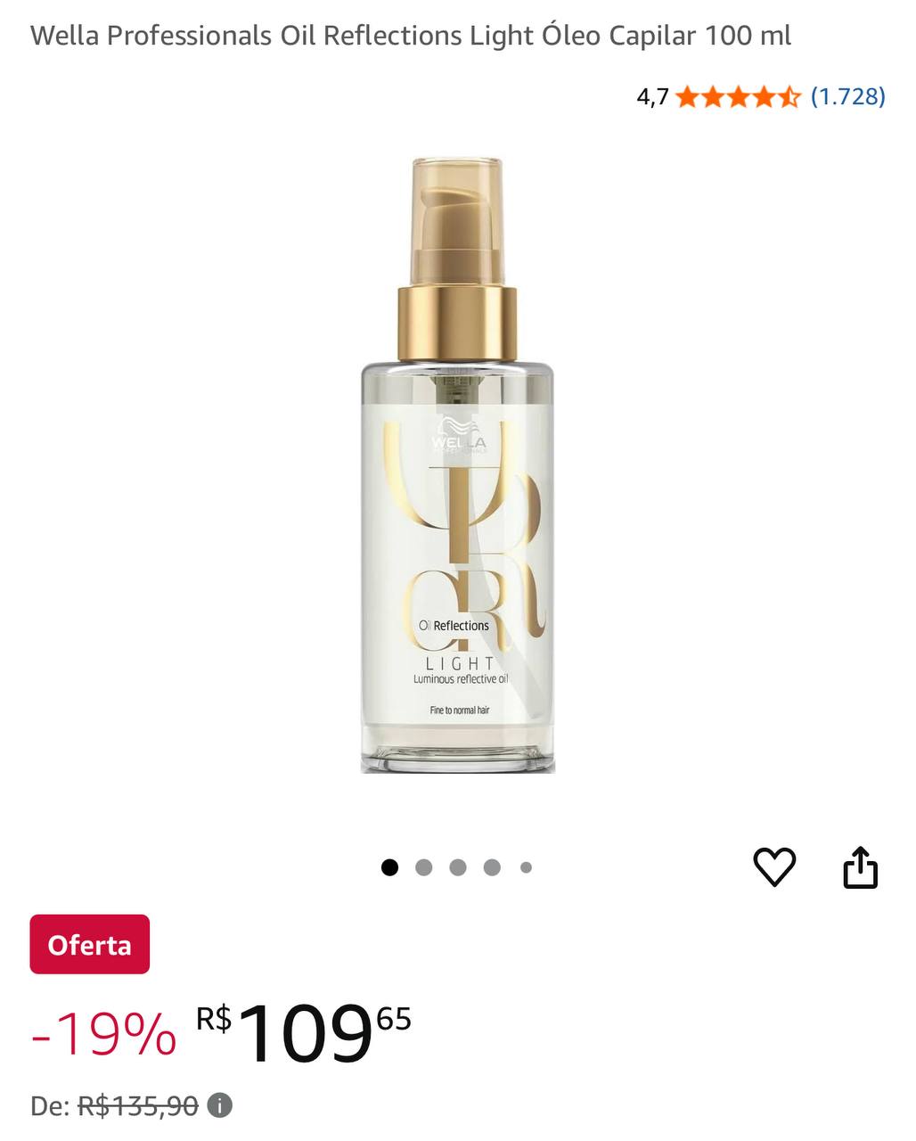 Wella Professionals Oil Reflections Light Óleo Capilar 100 ml