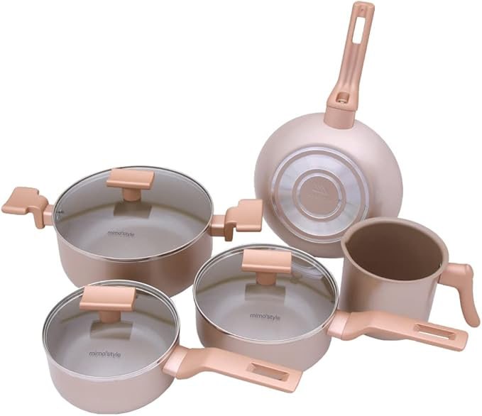 Mimo Style Conjunto 5 Panelas Sartin Cook Estrutura em Alumínio Revestida em Cerâmica, Bas...