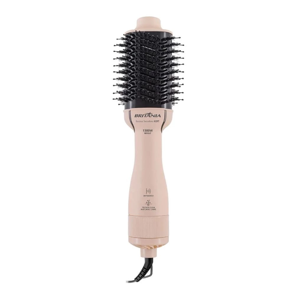 Escova Secadora De Cabelos Britânia Bec07r Soft 4 Em 1 1300w Cabo Giratório Rosa