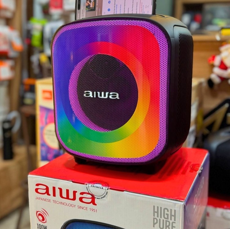 Caixa de Som PartyBox AIWA PB-07 Bluetooth 8H RGB USB TWS Preto