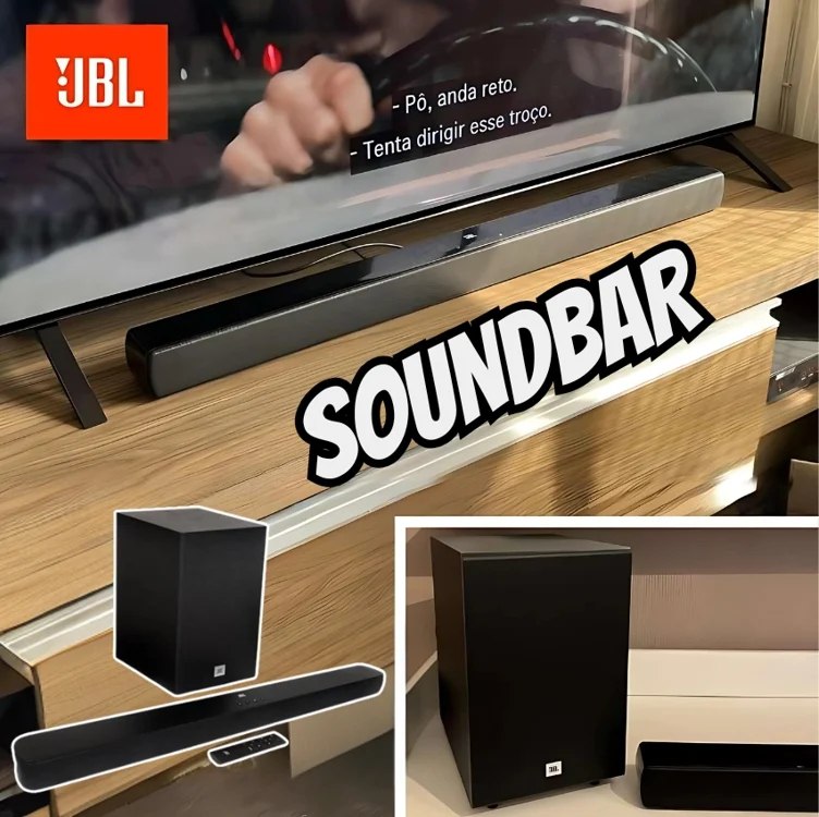 Caixa De Som Tv Sound Bar Jbl Bluetooth Som Cinema Sb180 Cor Preto Frequência 50/60hz