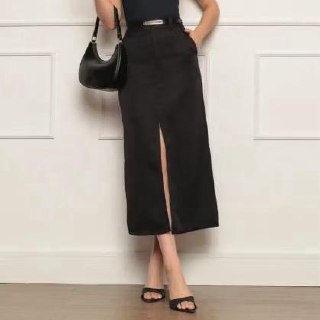 Saia Midi Alfaiataria Com Cinto Com Fenda Bolso Lateral Moda evangélica festa