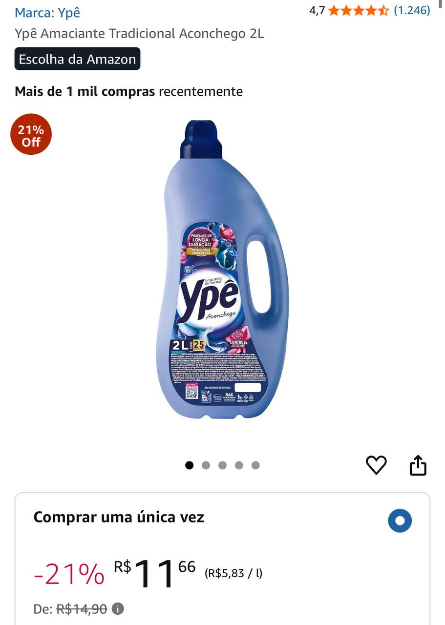Ypê Amaciante Tradicional Aconchego 2L