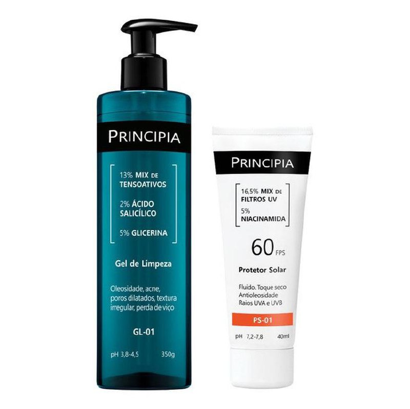 Principia Kit Gel De Limpeza Gl-01 + Protetor Solar Facial Ps-01 Fps 60