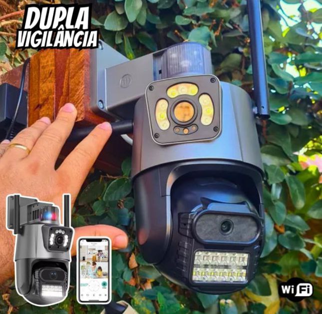Camera Segurança Externa Lente Dupla 4k 6mp Sirene Policial