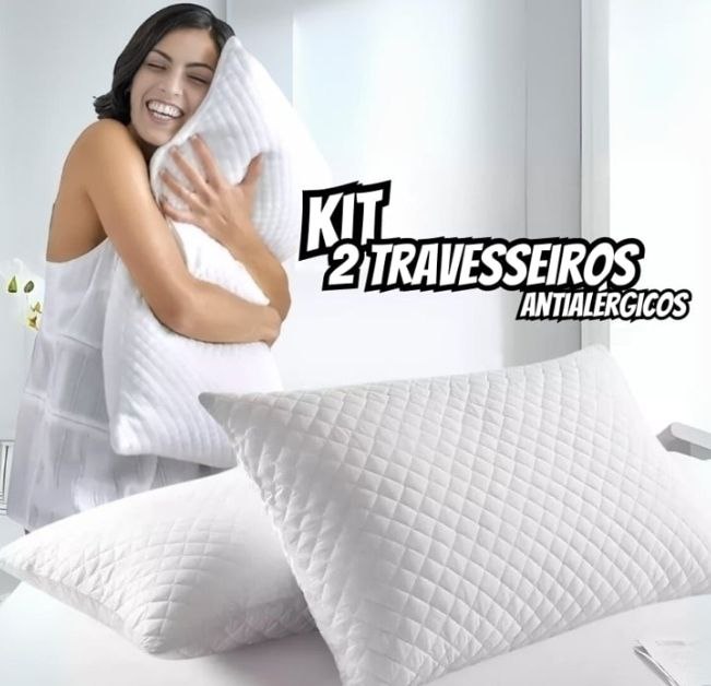 Kit 02 Travesseiros Fibra Antialergic Regulagem Altura 70x50