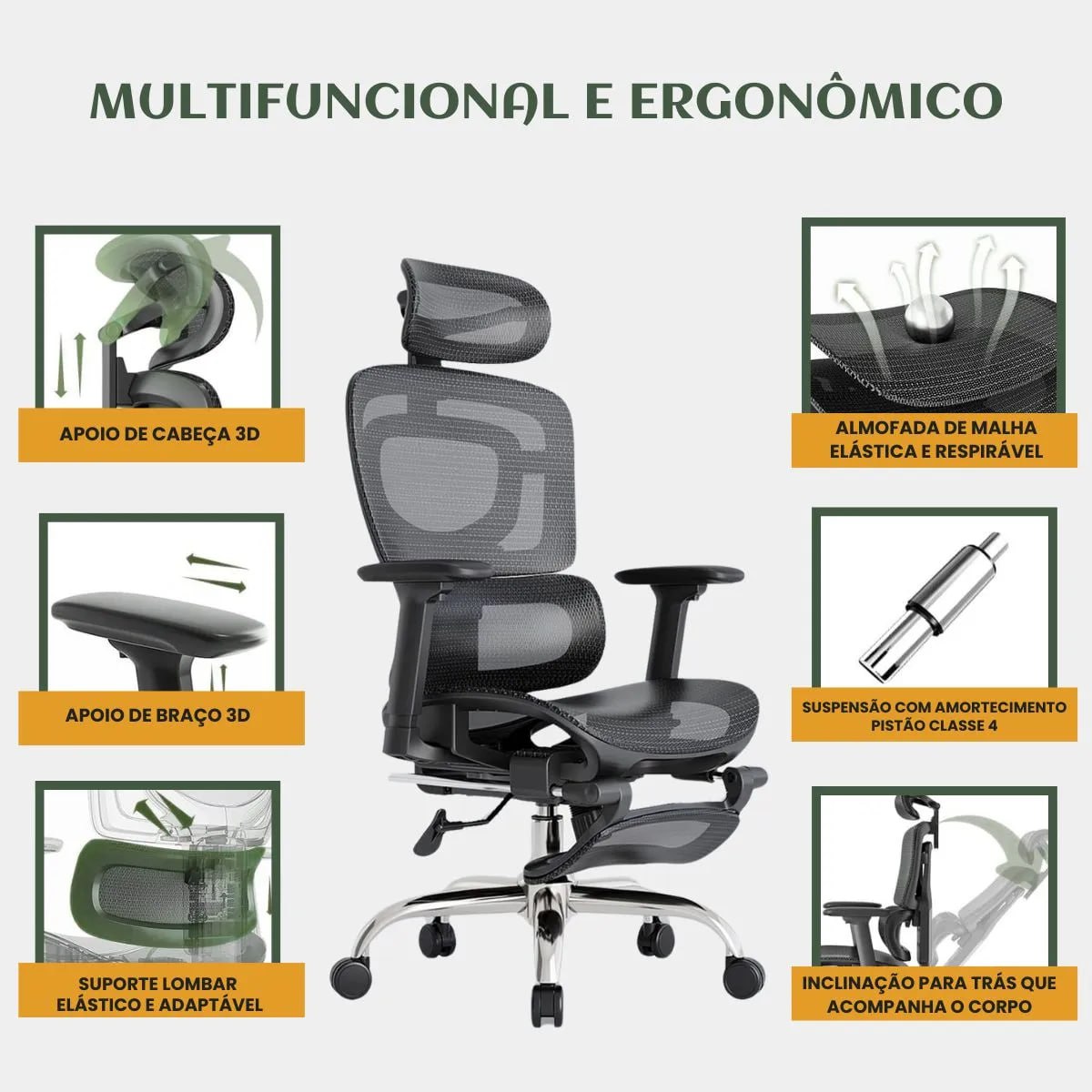 Cadeira Ergonômica Mônaco Bt07 Luvinco