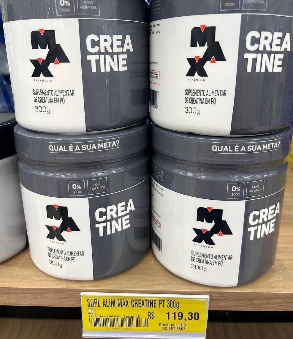 Creatina Max Titanium Monohidratada Em Pó Pote 300g Creatina Po Sem Sabor