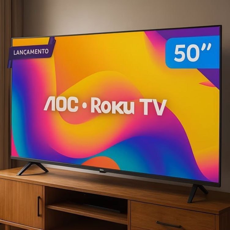 Smart TV 50" AOC 4K DLED 50U7045/78G Roku TV Quad Core 3 HDMI