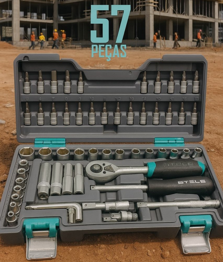 Kit Ferramentas Stels 57 Peças - 14101 com Catraca
