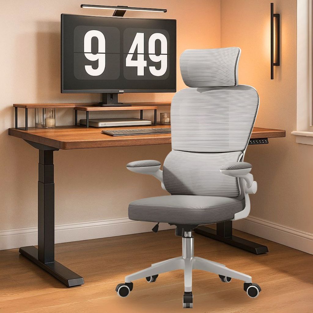 Cadeira Escritório Ergonômica Genebra G500 Luvinco Cor Cinza Com Suporte Lombar Estofado M...