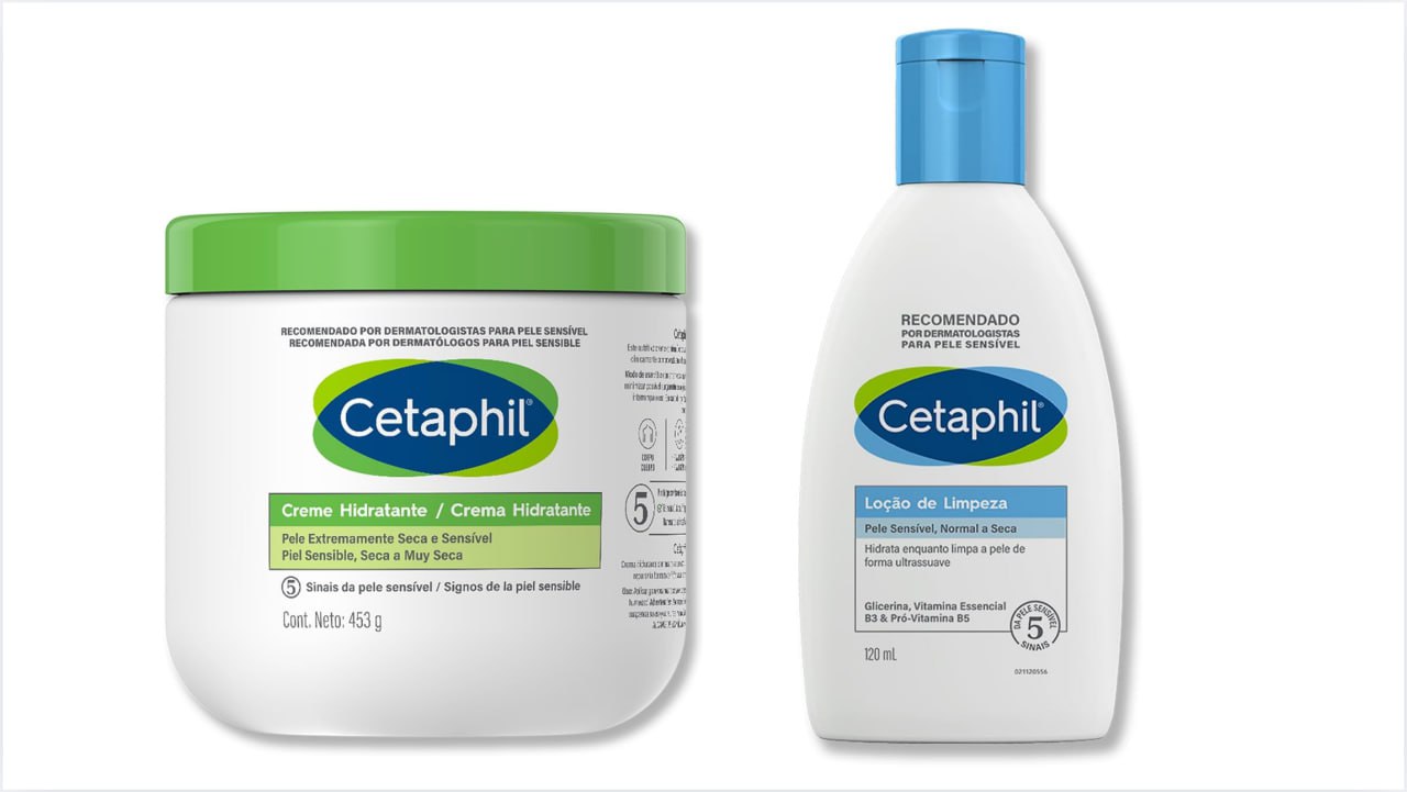 Kit Cetaphil com Creme Hidratante de 453g + Loção de Limpeza de 120ml