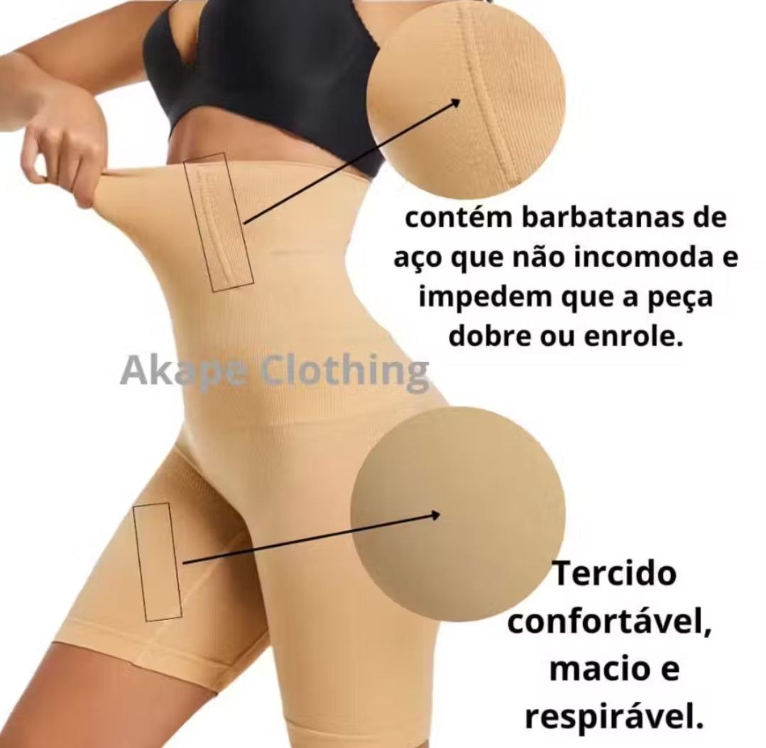 Shorts Cinta Modeladora 4 Barbatanas de Alta Compressão