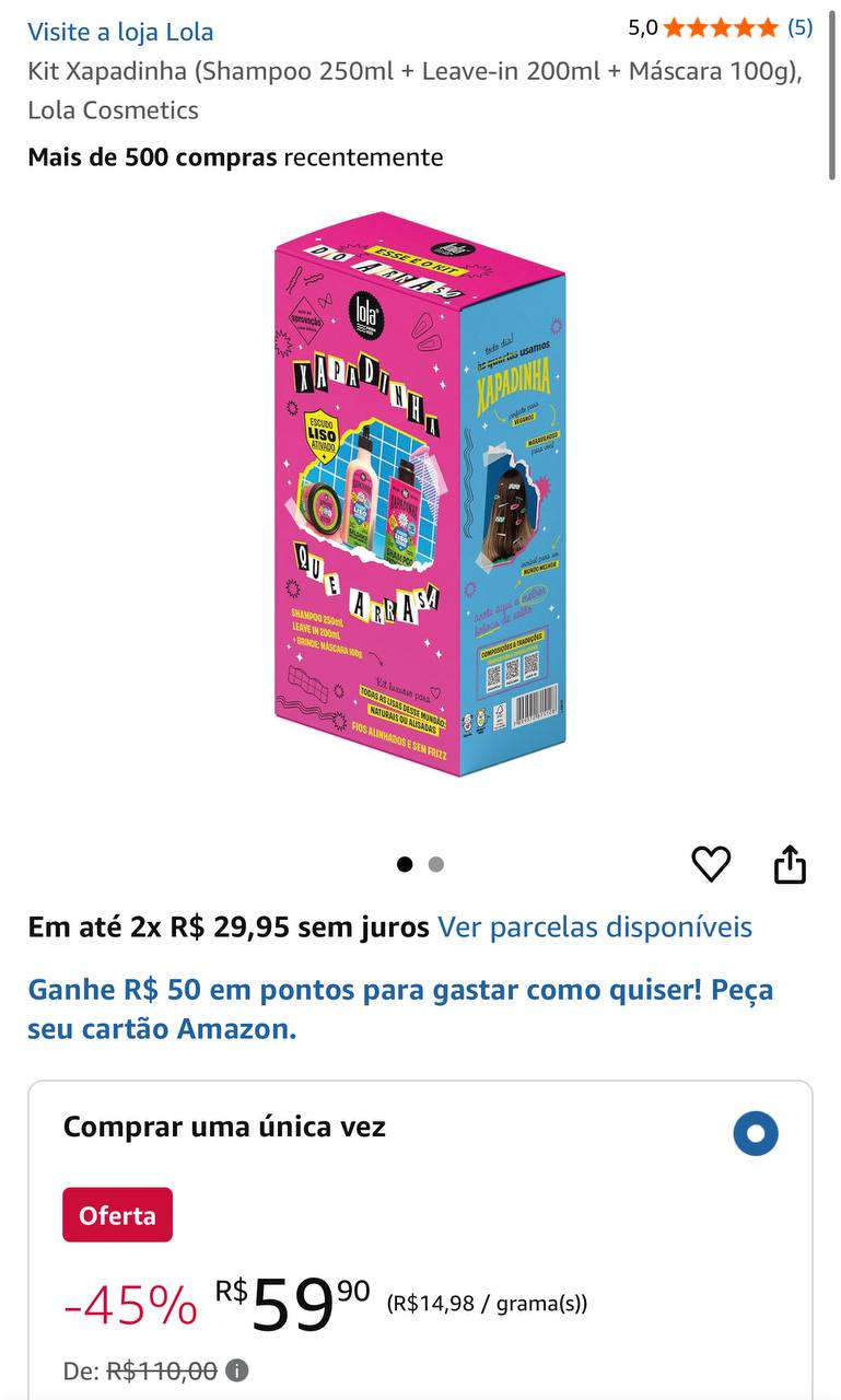 Kit Xapadinha (Shampoo 250ml + Leave-in 200ml + Máscara 100g), Lola Cosmetics
