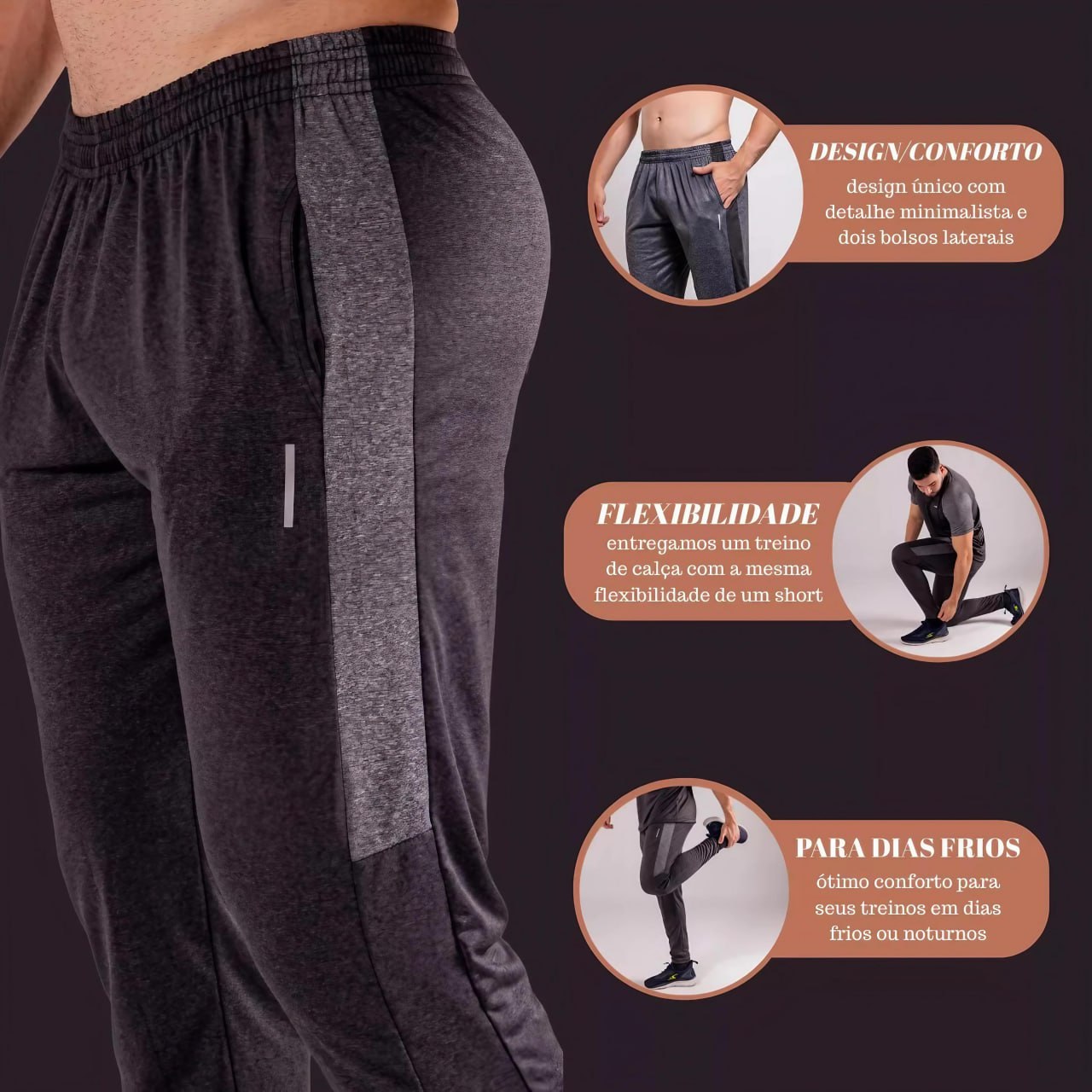 Kit 2 Calças Masculinas Jogger Tactel Com Elastano Academia