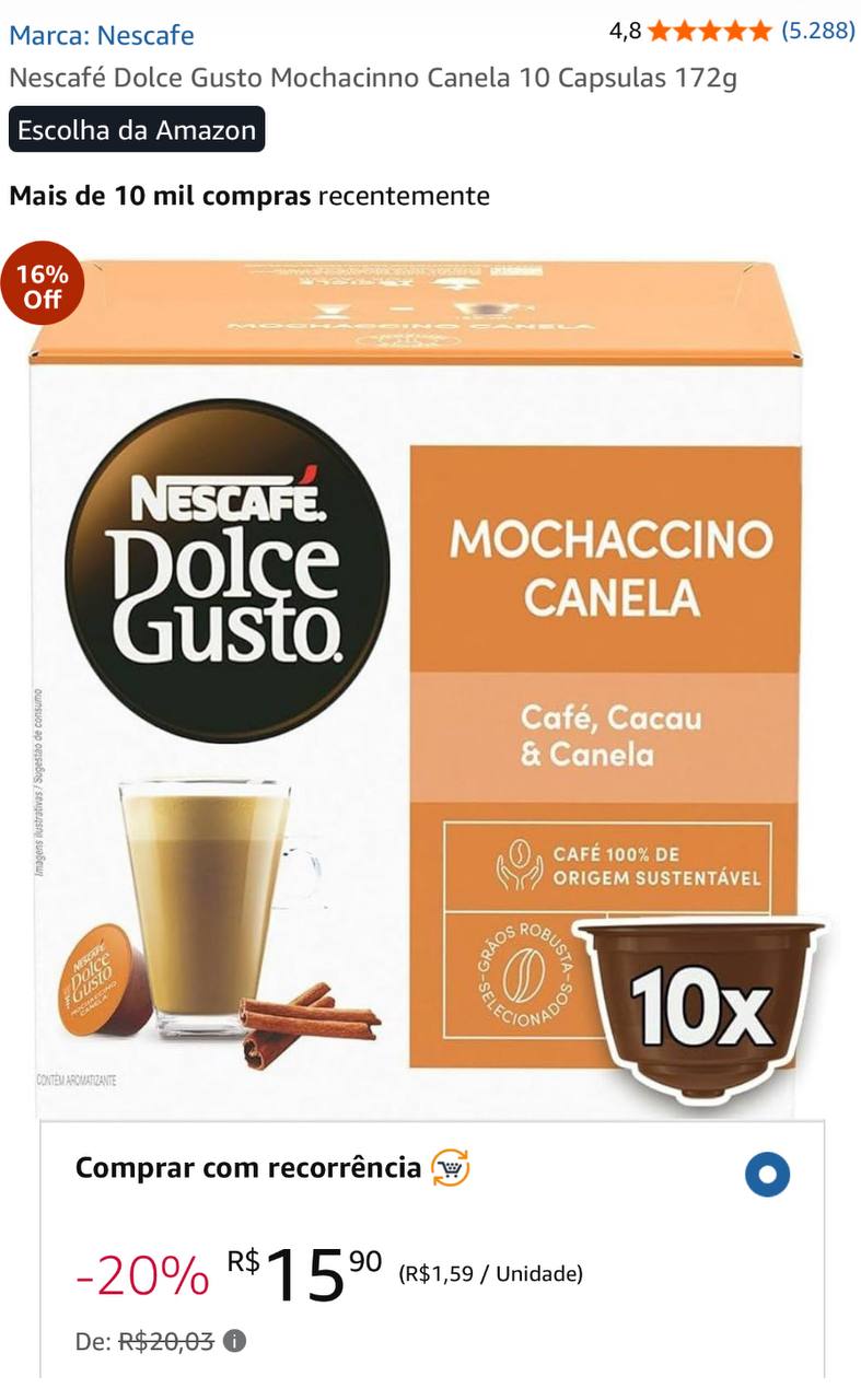 Nescafé Dolce Gusto Mochacinno Canela 10 Capsulas 172g