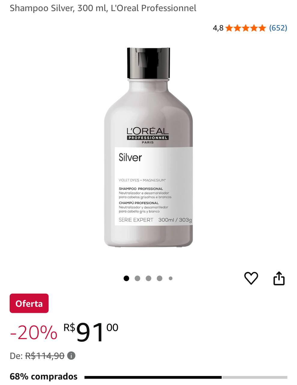 Shampoo Silver, 300 ml, L'Oreal Professionnel