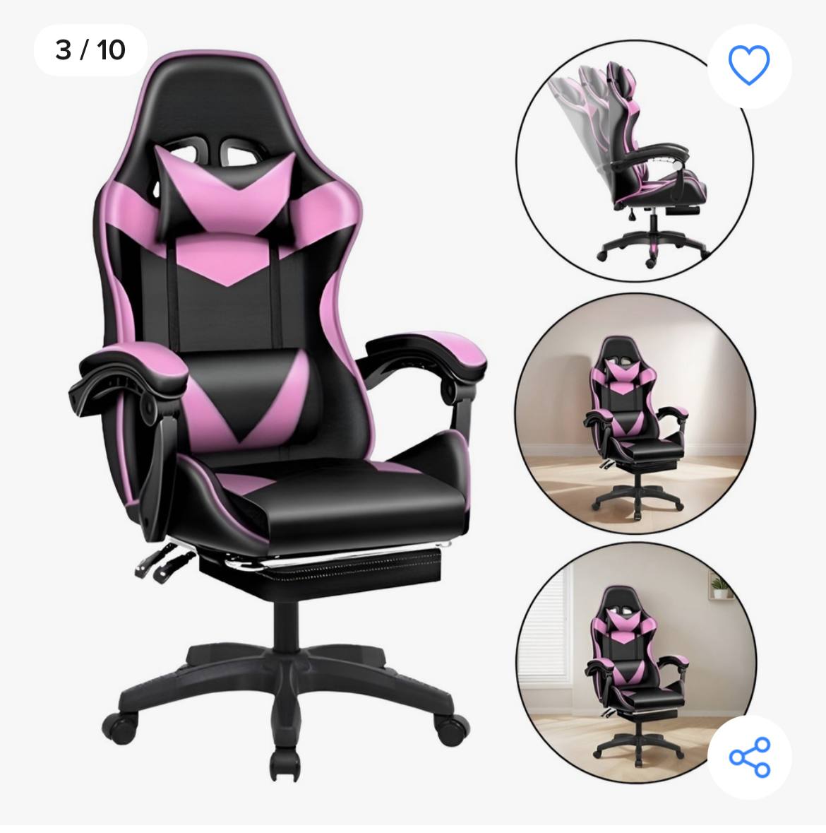 Cadeira Gamer Rosa Profissional Escritório Ergonômica Luxo