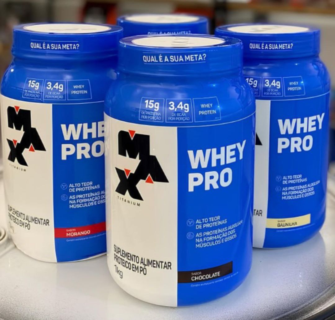 Suplemento Academia Whey Pro Max Titanium Concentrado Pote 1kg Sabor Chocolate