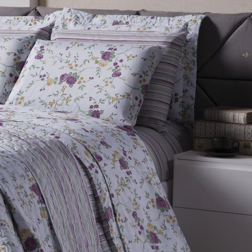 Jogo De Cama Lençol Super King 400 Fios 3 Peças - Toque Macio Anti-Alérgico Várias Estampa...