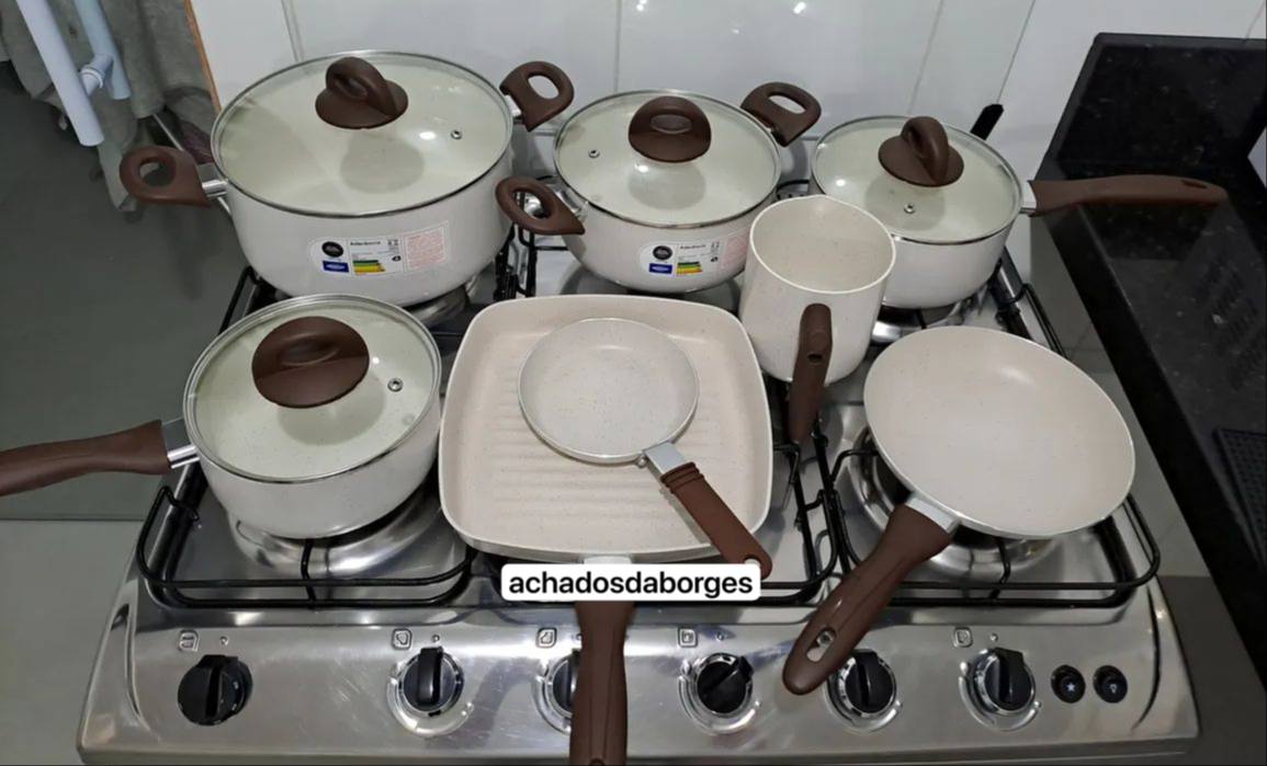 Conj De Panelas 8 Peças Ceramic Life Smart Plus Vanilla - Brinox