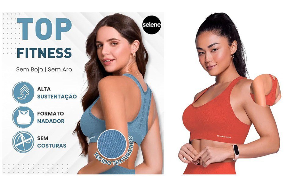 SELENE Top Academia Treino Fitness Microfibra sem Costura de Poliamida, Azul Celeste Mescl...
