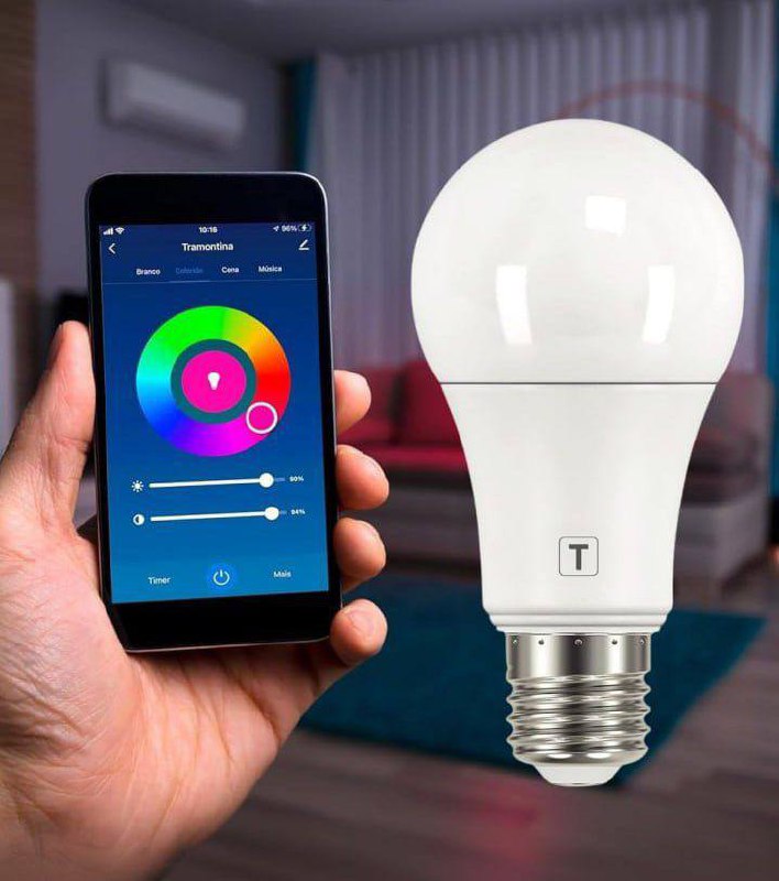 Tramontina Lâmpada Smart​ LED Inteligente E27​ 10W Wi-Fi + Bluetooth​ 16 Milhões de Cores ...