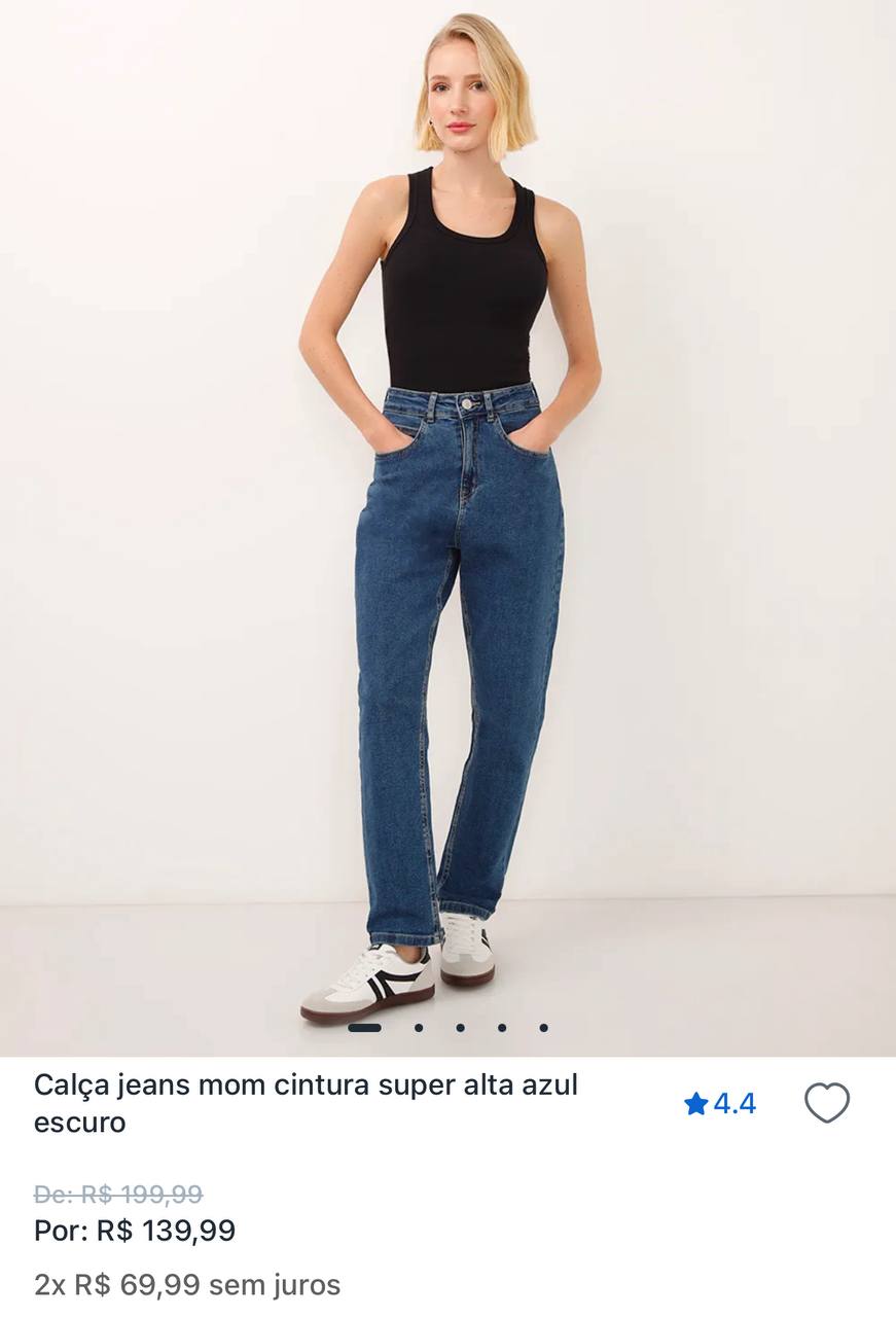 calça jeans mom cintura super alta azul escuro