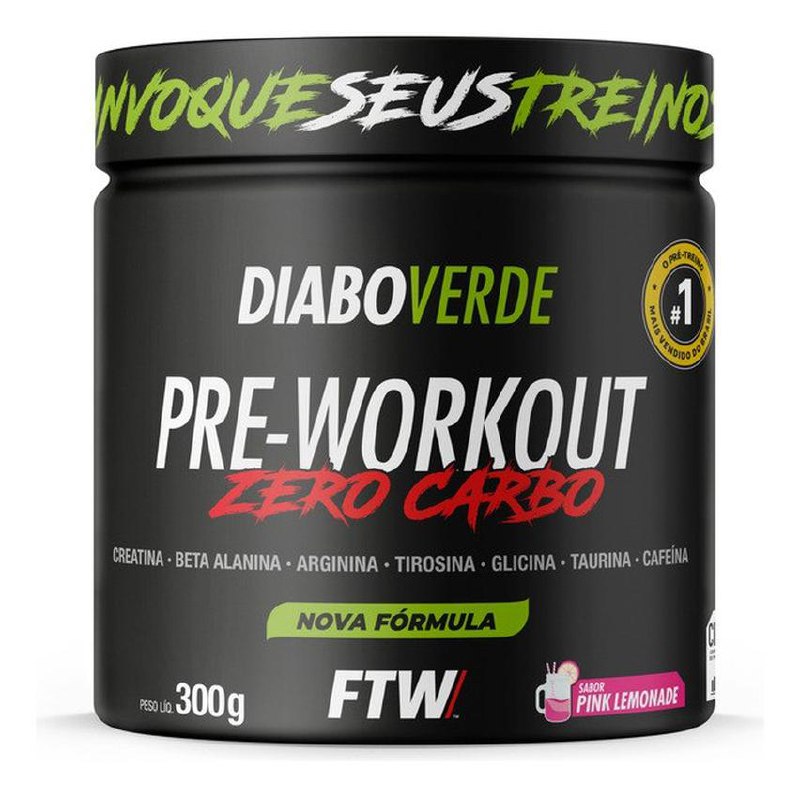 Pre Treino Pre Workout Zero Carbo Com Creatina Pote 300g Sabor Pink Lemonade Ftw - Diabo V...