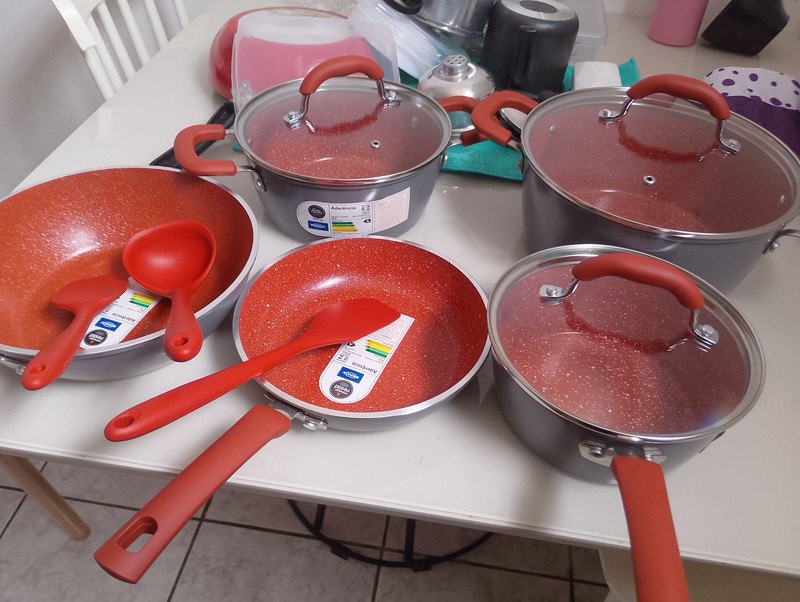 Jogo de Panelas Ceramic Life Select Brinox Revestimento Cerâmico Alumínio Indução - 8 Peça...