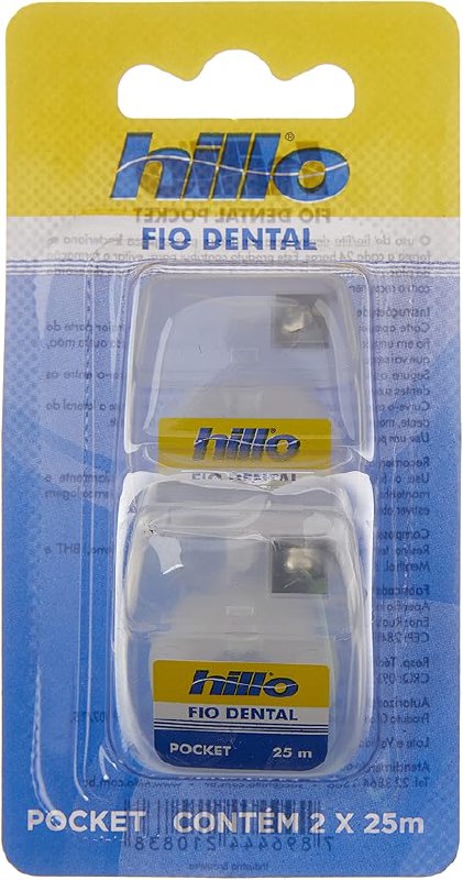 Hillo Fio Dental de Bolso, 2 Unidades de 25 Metros, Portátil e Prático para o Dia a Dia