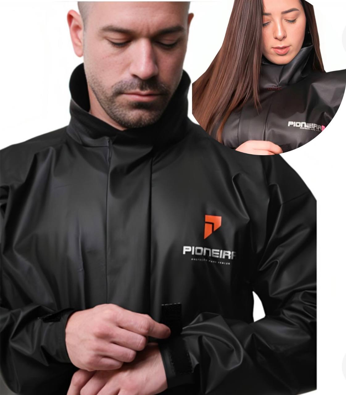 Capa De Chuva Moto Pioneira Impermeável Motoqueiro Pvc Preto