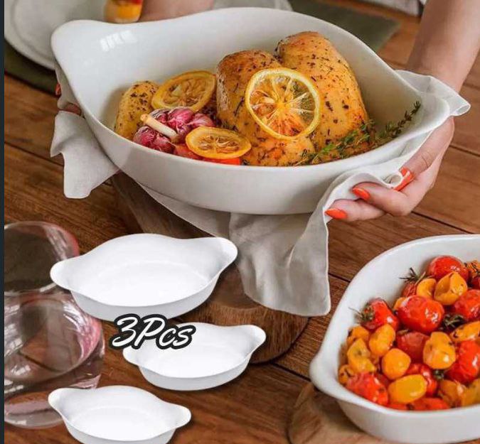 Marinex Conjunto De Assadeiras Oval Opaline 3 Peças Branco